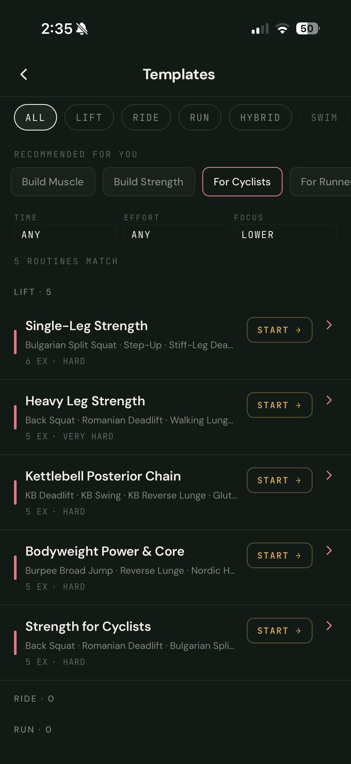 Library filtered for cyclists: lower-body strength routines